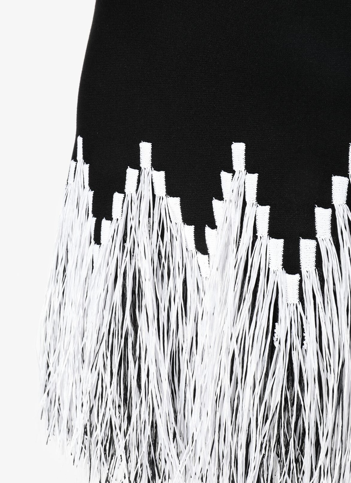 ROBE SANS MANCHE RAPHIA FRANGE NOIR/BLANC ALAÏA NOIR/BLANC ROBE SANS MANCHE RAPHIA FRANGE NOIR/BLANC